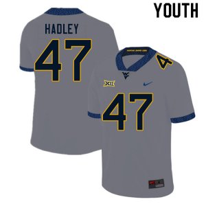 Youth West Virginia Mountaineers NCAA #47 J.P. Hadley Gray Authentic Nike Stitched College Football Jersey UW15I85TS